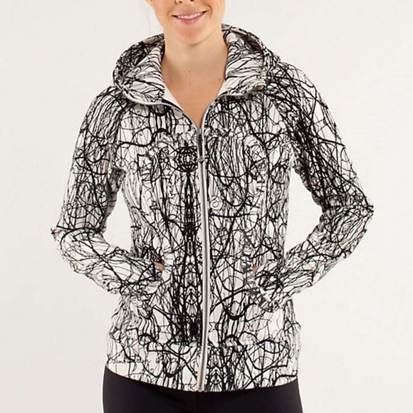 lululemon athletica Tops - Lululemon | Scuba Hoodie White Black Glaci…